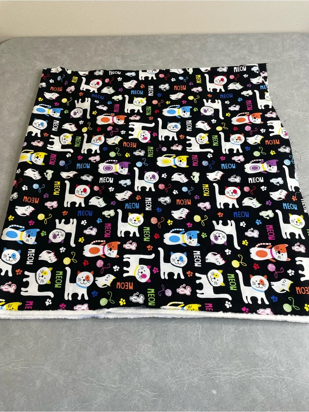 NEW “Meow Cats” Black Multicolor Cat Print Fabric- Brother Sister Design Studio